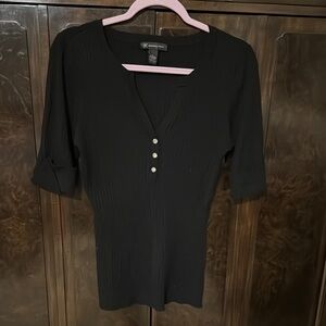 Black Button-Detail Top